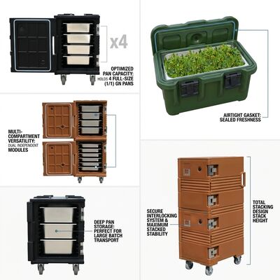 Carriera alimentare isolante a carico anteriore 110L Cassa di trasporto mobile per ristorazione con casse GN Pan Compatibile
