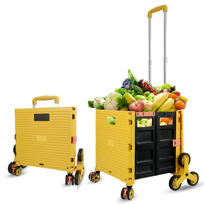 Bagagli di plastica del supermercato del carrello del carrello delle scale di salita che si accampano con la copertura