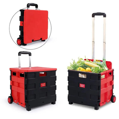 Ruote di plastica del carrello 4 di piccola piegatura leggera della drogheria con il canestro