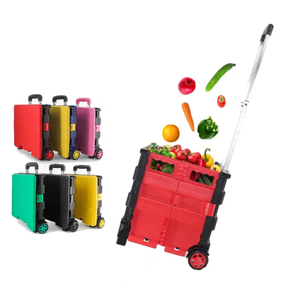 Ruote di plastica del carrello 4 di piccola piegatura leggera della drogheria con il canestro