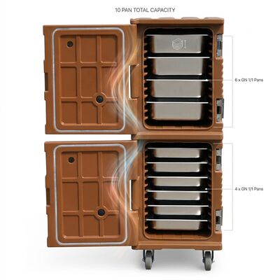 Portapentole con bacinelle Gastronorm Sistema completo di trasporto bacinelle GN da 48 litri Pentole in acciaio inox incluse