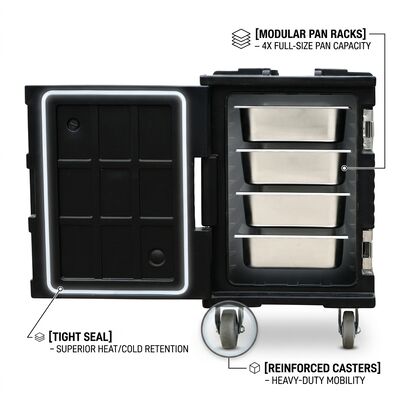 Catering Food Pan Carrier 65L Top-Loading Insulated Thermal Box per il servizio di banchetti per eventi professionali