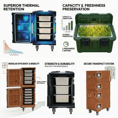 Carriera alimentare isolante a carico anteriore 110L Cassa di trasporto mobile per ristorazione con casse GN Pan Compatibile