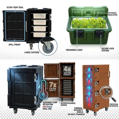 Carriera alimentare isolante a carico anteriore 110L Cassa di trasporto mobile per ristorazione con casse GN Pan Compatibile