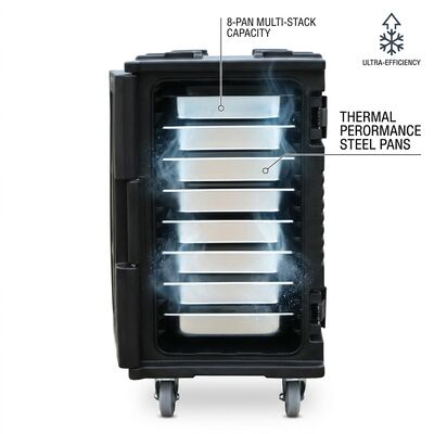 Cassa isolante per la consegna del cibo al ristorante 60L Multi-compartimento portatore termico Front-Loading Branding Ready