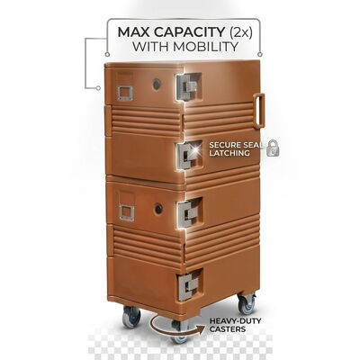 Cassa isolante per la consegna del cibo al ristorante 60L Multi-compartimento portatore termico Front-Loading Branding Ready