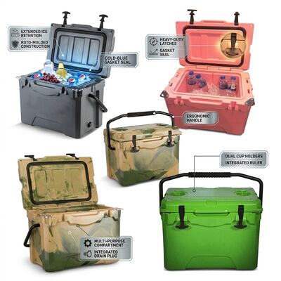 Portatile 38L Rotomolded Cooler Box esterno Ice Chest Proof Leak Drain Plug Famiglia Picnic Cooler