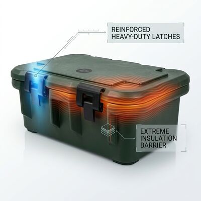 Contenitori alimentari isolati da 25L per uso militare portabile GN Pan Carrier Distribuzione di pasti caldi Forze armate Alimentazione sul campo