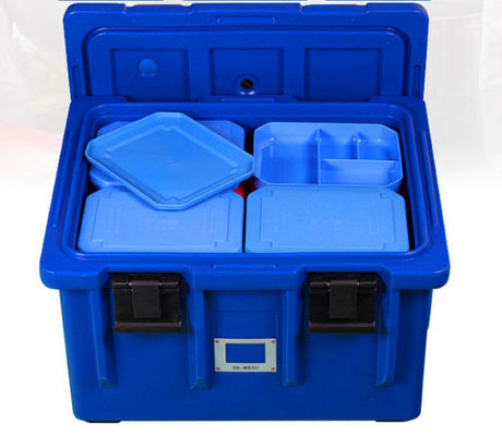 ISO certificato 75L Carrier Pan di cibo isolato Maniglie di nylon Quattro ruote LLDPE Catering Box di trasporto